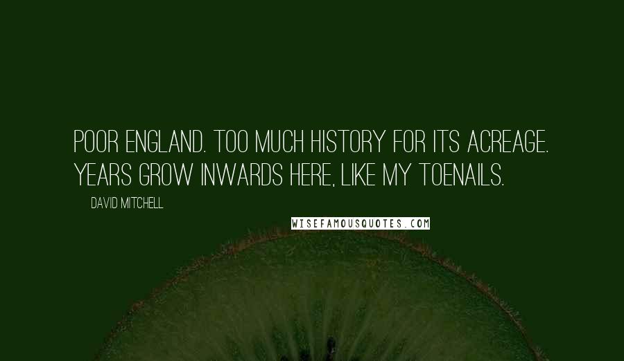 David Mitchell Quotes: Poor England. Too much history for its acreage. Years grow inwards here, like my toenails.