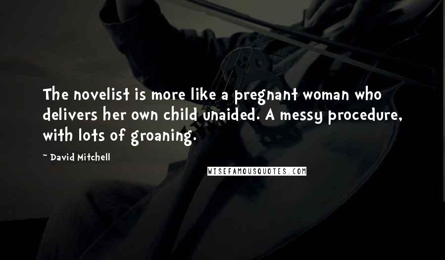 David Mitchell Quotes: The novelist is more like a pregnant woman who delivers her own child unaided. A messy procedure, with lots of groaning.