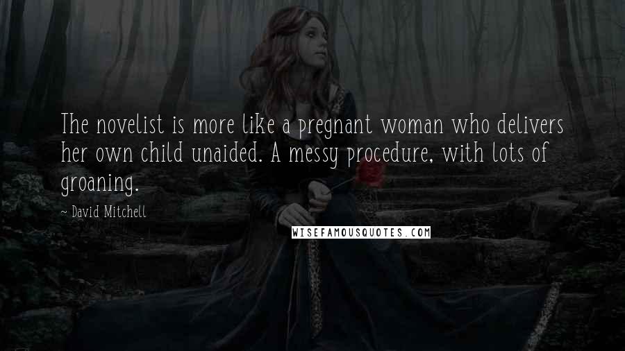 David Mitchell Quotes: The novelist is more like a pregnant woman who delivers her own child unaided. A messy procedure, with lots of groaning.