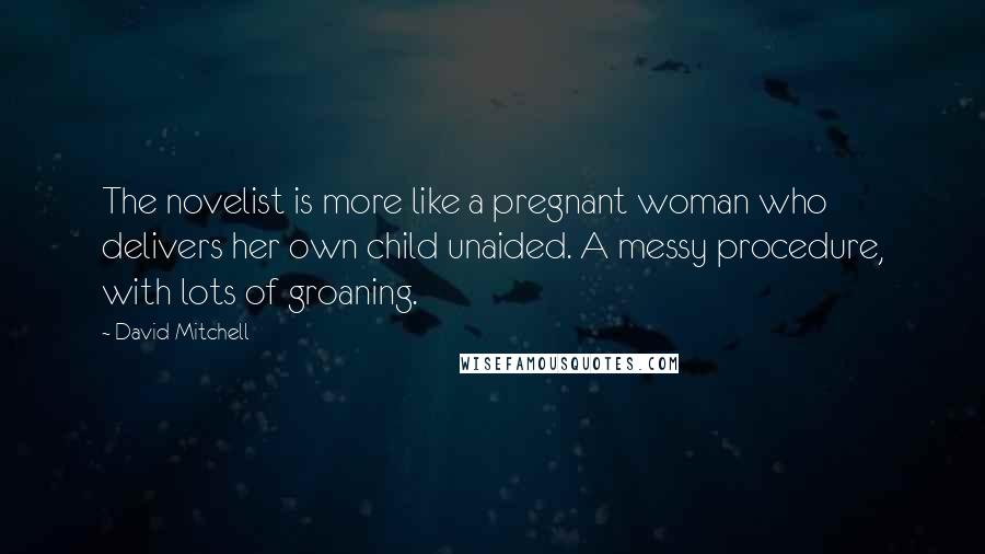 David Mitchell Quotes: The novelist is more like a pregnant woman who delivers her own child unaided. A messy procedure, with lots of groaning.