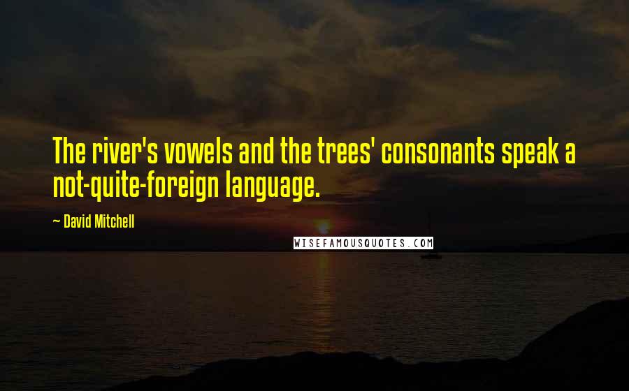 David Mitchell Quotes: The river's vowels and the trees' consonants speak a not-quite-foreign language.