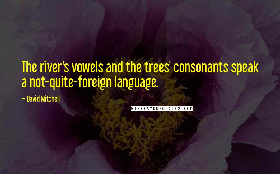 David Mitchell Quotes: The river's vowels and the trees' consonants speak a not-quite-foreign language.
