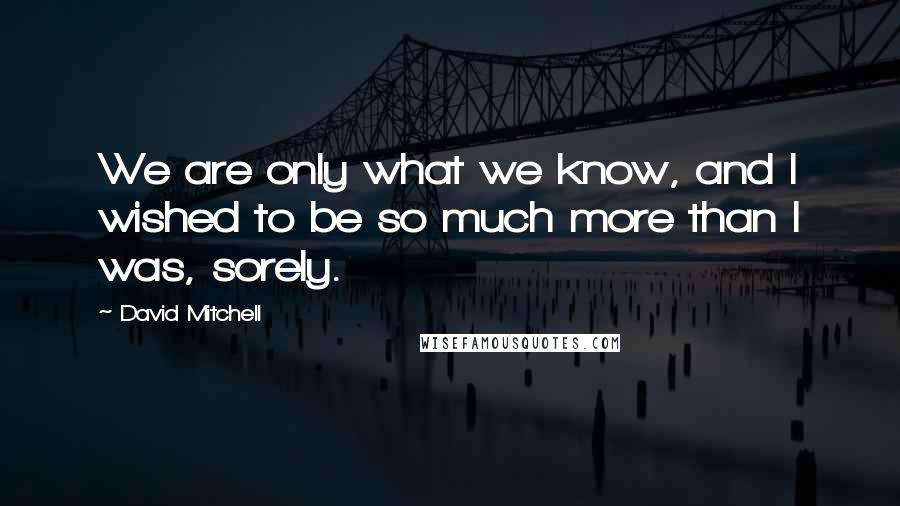 David Mitchell Quotes: We are only what we know, and I wished to be so much more than I was, sorely.