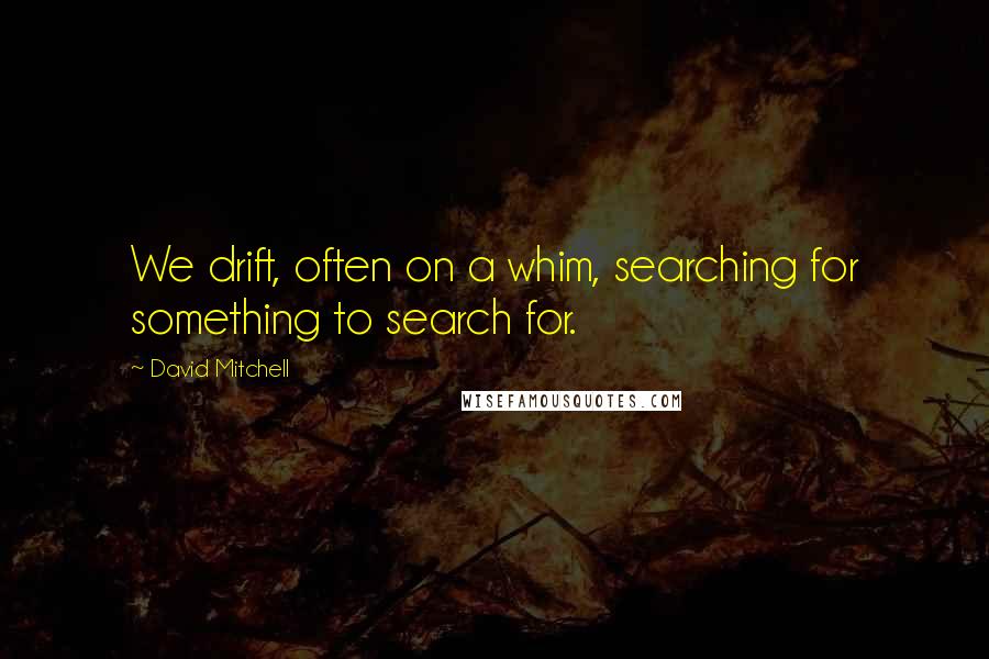 David Mitchell Quotes: We drift, often on a whim, searching for something to search for.