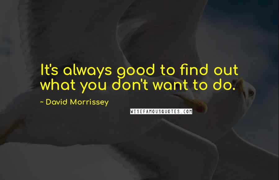 David Morrissey Quotes: It's always good to find out what you don't want to do.