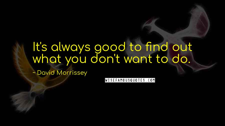 David Morrissey Quotes: It's always good to find out what you don't want to do.