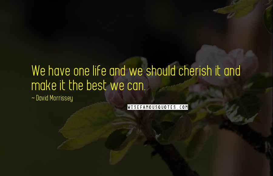 David Morrissey Quotes: We have one life and we should cherish it and make it the best we can.