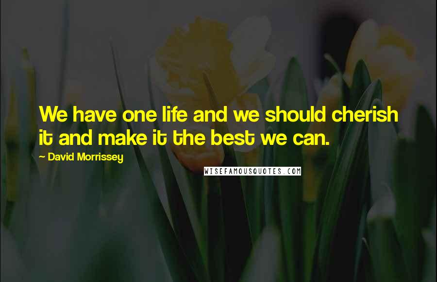 David Morrissey Quotes: We have one life and we should cherish it and make it the best we can.