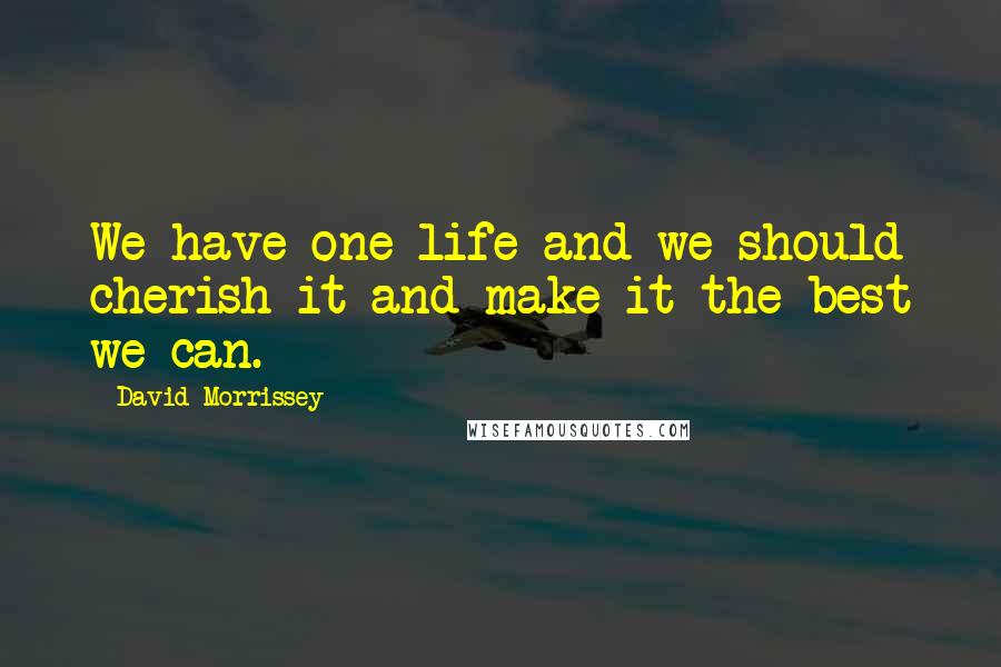 David Morrissey Quotes: We have one life and we should cherish it and make it the best we can.