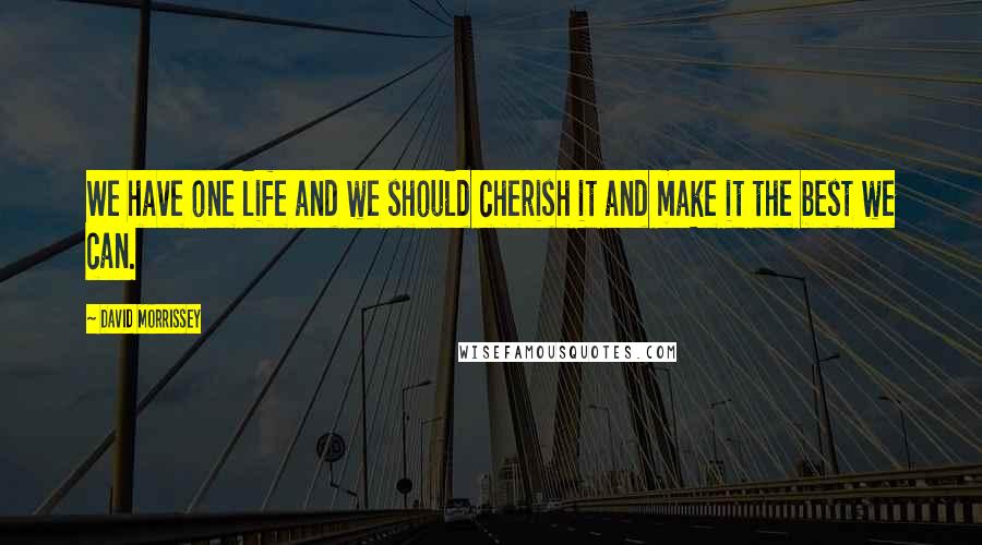 David Morrissey Quotes: We have one life and we should cherish it and make it the best we can.