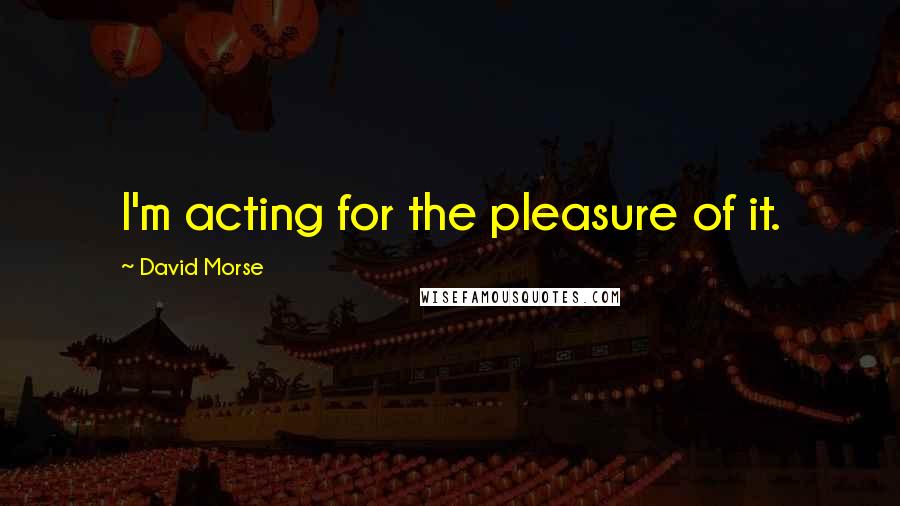 David Morse Quotes: I'm acting for the pleasure of it.