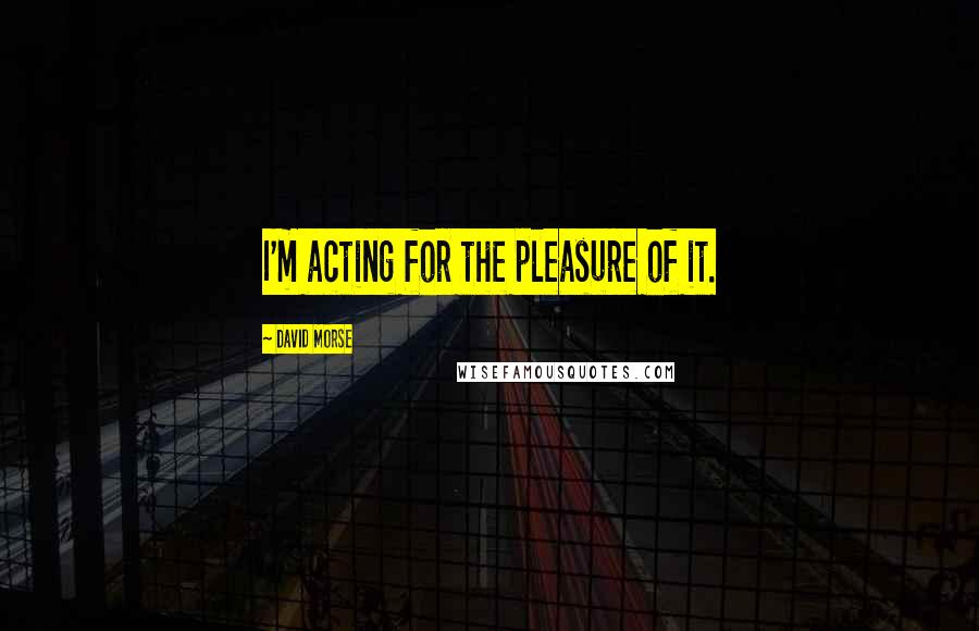 David Morse Quotes: I'm acting for the pleasure of it.