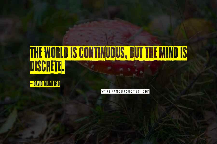 David Mumford Quotes: The world is continuous, but the mind is discrete.
