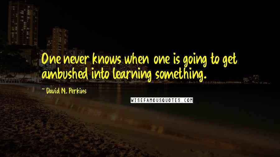 David N. Perkins Quotes: One never knows when one is going to get ambushed into learning something.