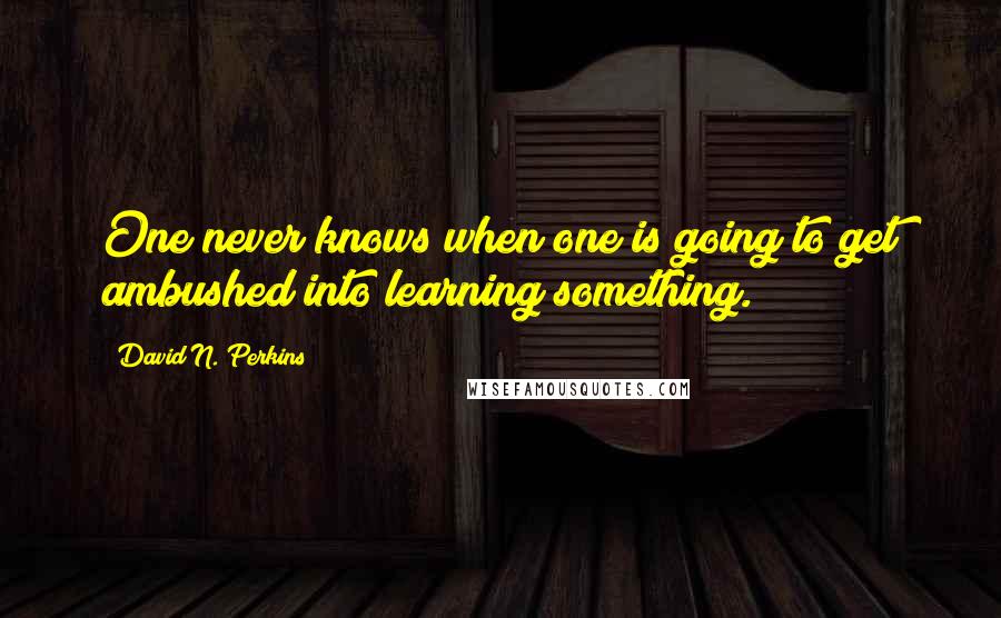 David N. Perkins Quotes: One never knows when one is going to get ambushed into learning something.