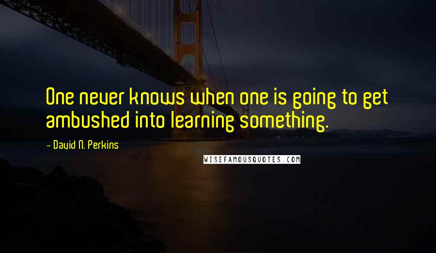 David N. Perkins Quotes: One never knows when one is going to get ambushed into learning something.