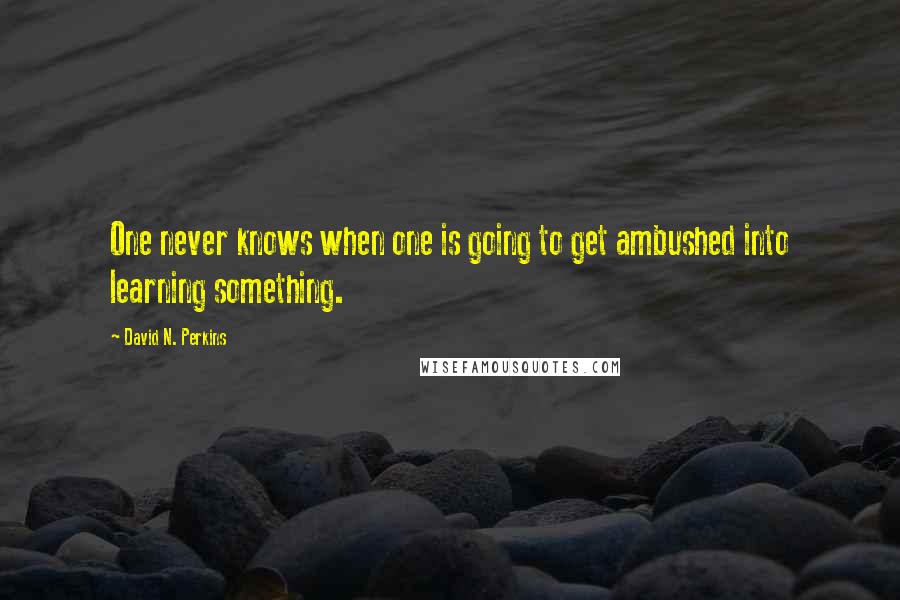 David N. Perkins Quotes: One never knows when one is going to get ambushed into learning something.