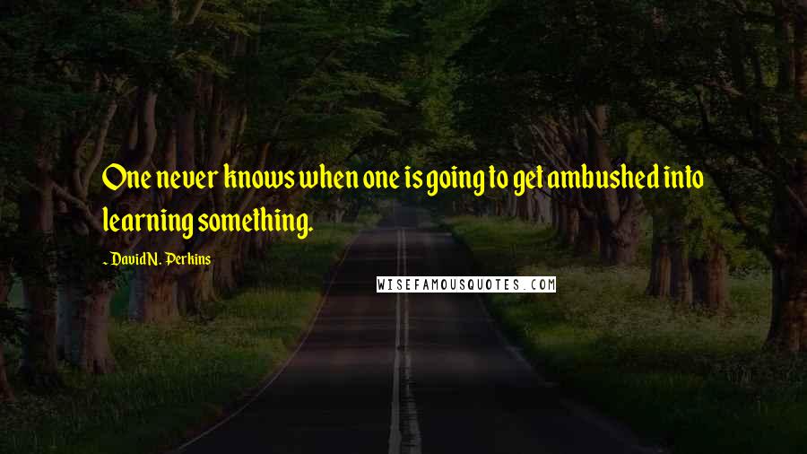 David N. Perkins Quotes: One never knows when one is going to get ambushed into learning something.