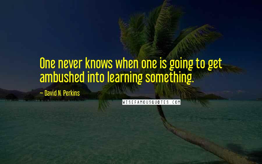 David N. Perkins Quotes: One never knows when one is going to get ambushed into learning something.