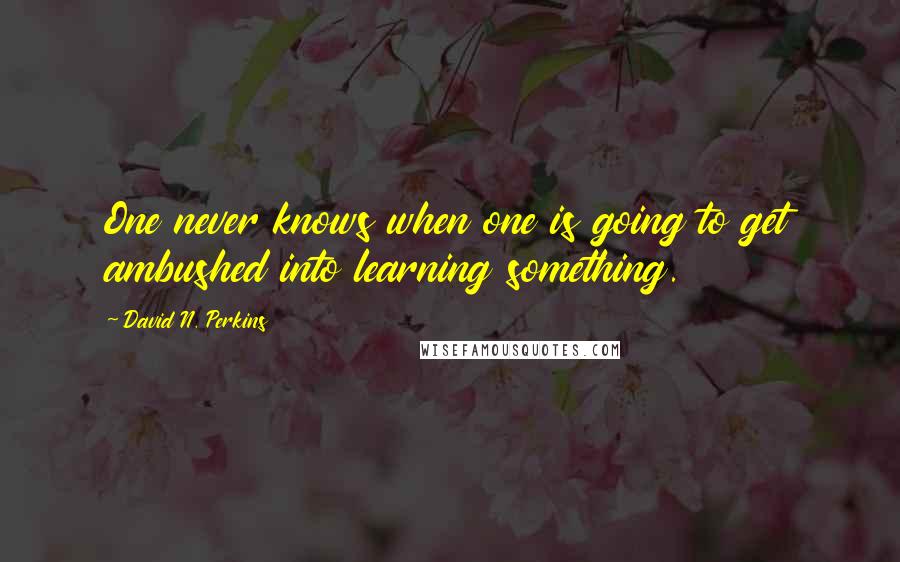 David N. Perkins Quotes: One never knows when one is going to get ambushed into learning something.