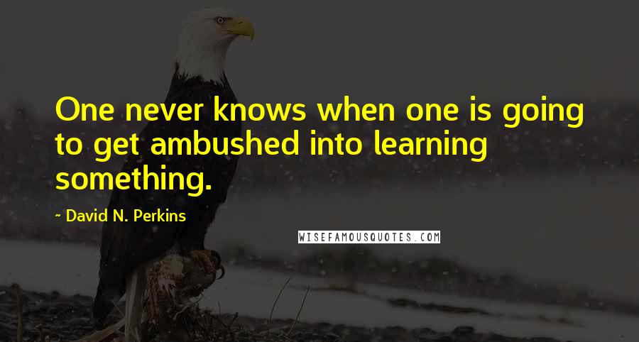 David N. Perkins Quotes: One never knows when one is going to get ambushed into learning something.