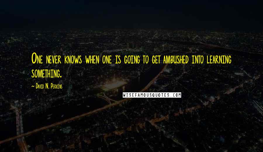 David N. Perkins Quotes: One never knows when one is going to get ambushed into learning something.