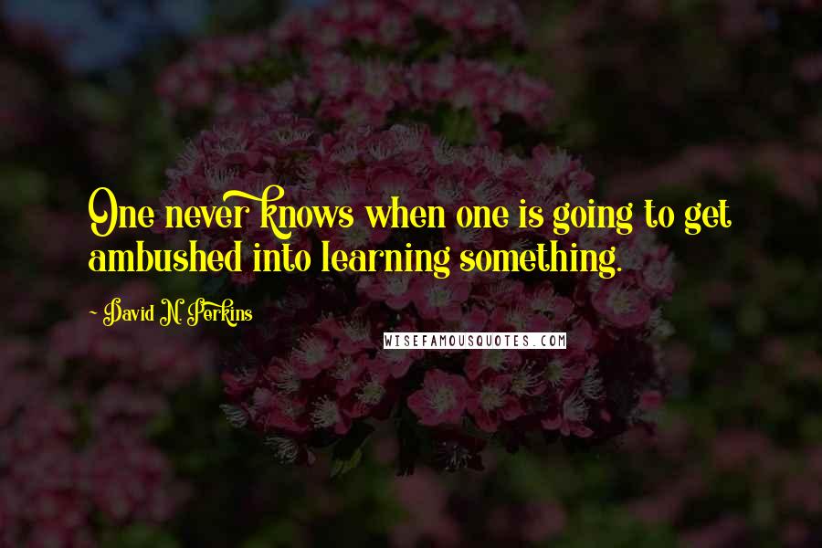 David N. Perkins Quotes: One never knows when one is going to get ambushed into learning something.