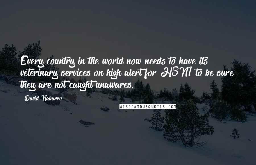 David Nabarro Quotes: Every country in the world now needs to have its veterinary services on high alert for H5N1 to be sure they are not caught unawares.