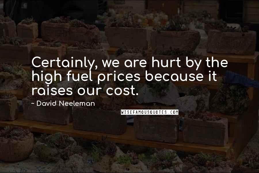 David Neeleman Quotes: Certainly, we are hurt by the high fuel prices because it raises our cost.