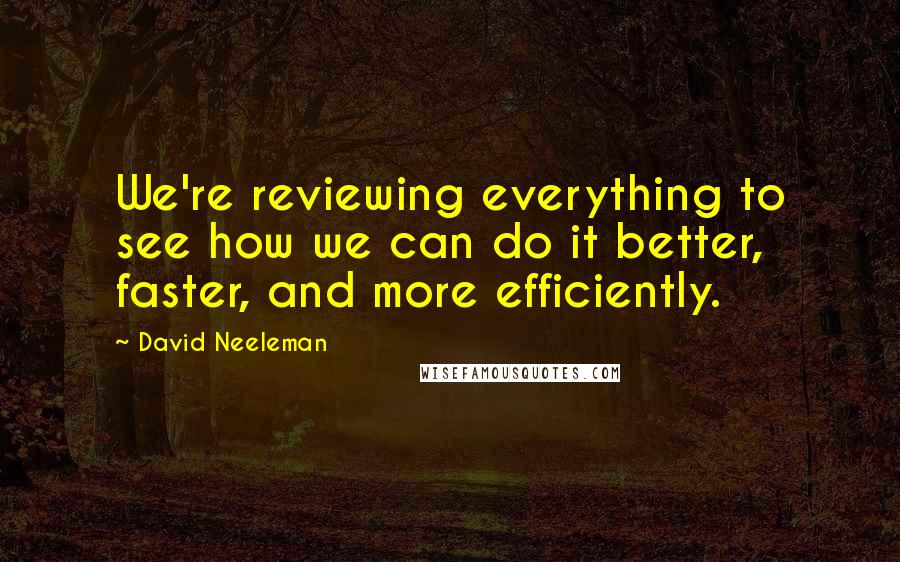 David Neeleman Quotes: We're reviewing everything to see how we can do it better, faster, and more efficiently.