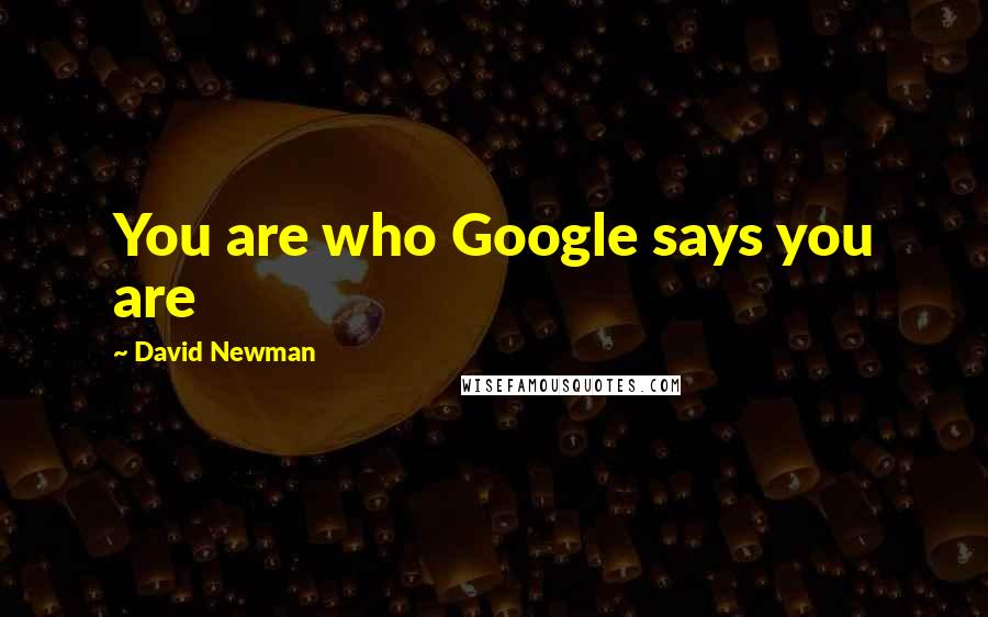 David Newman Quotes: You are who Google says you are