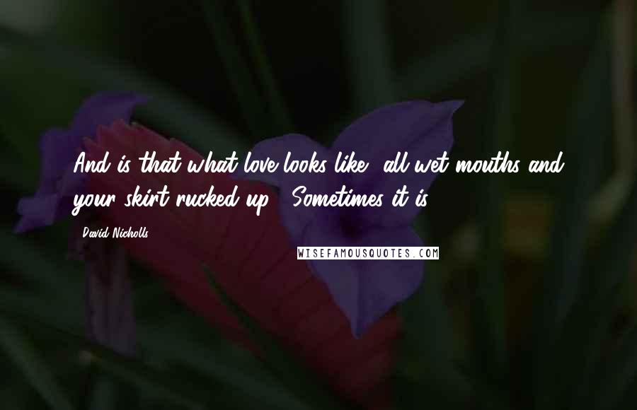 David Nicholls Quotes: And is that what love looks like  all wet mouths and your skirt rucked up?""Sometimes it is.