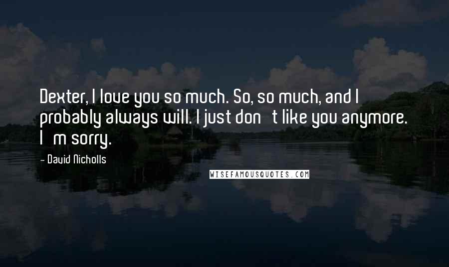 David Nicholls Quotes: Dexter, I love you so much. So, so much, and I probably always will. I just don't like you anymore. I'm sorry.