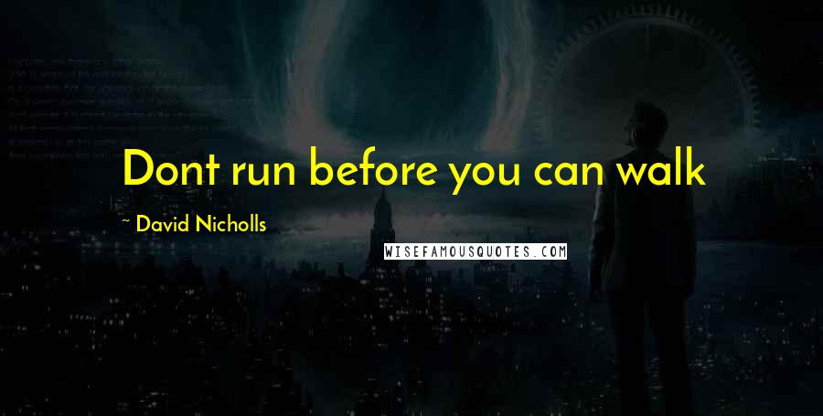 David Nicholls Quotes: Dont run before you can walk