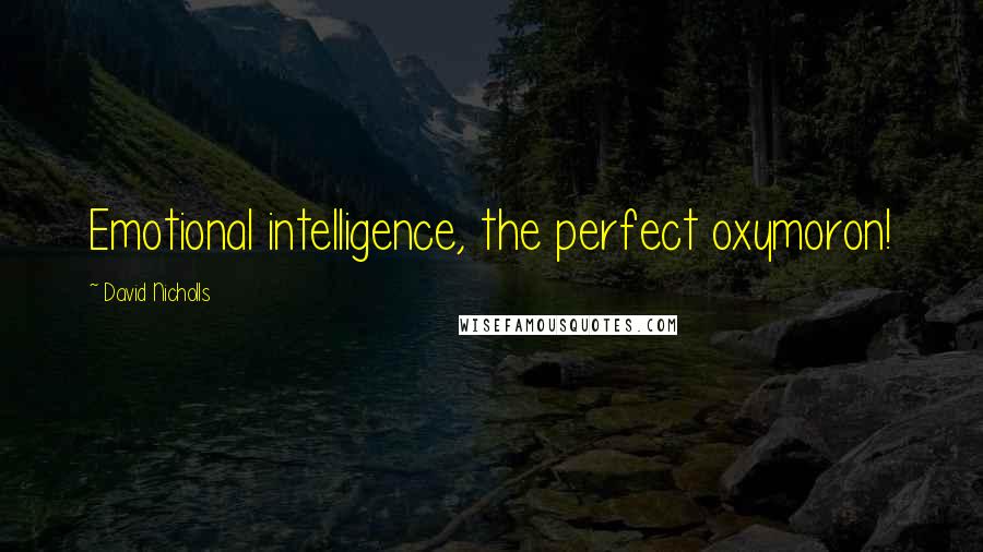 David Nicholls Quotes: Emotional intelligence, the perfect oxymoron!