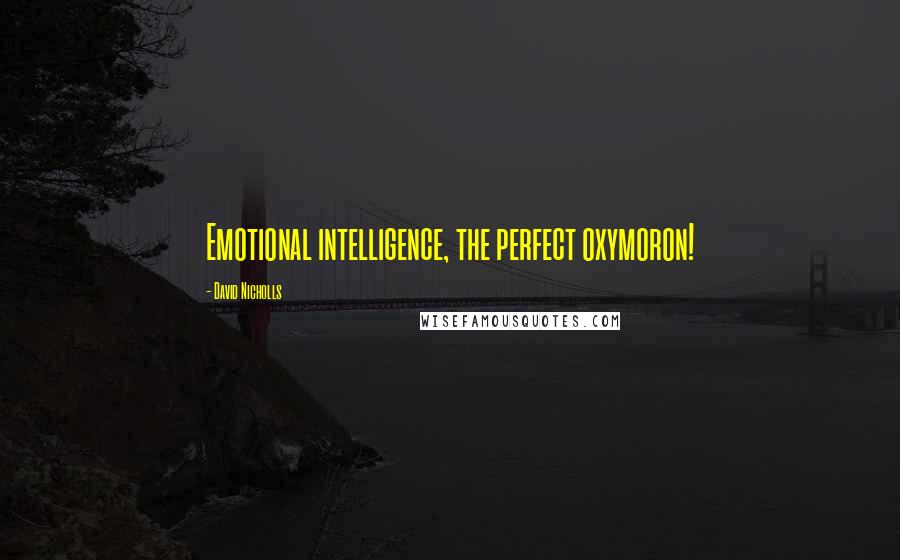 David Nicholls Quotes: Emotional intelligence, the perfect oxymoron!