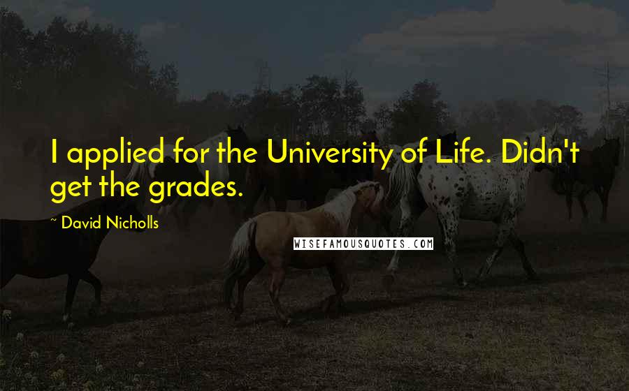 David Nicholls Quotes: I applied for the University of Life. Didn't get the grades.