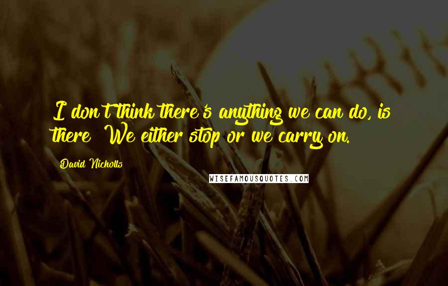 David Nicholls Quotes: I don't think there's anything we can do, is there? We either stop or we carry on.