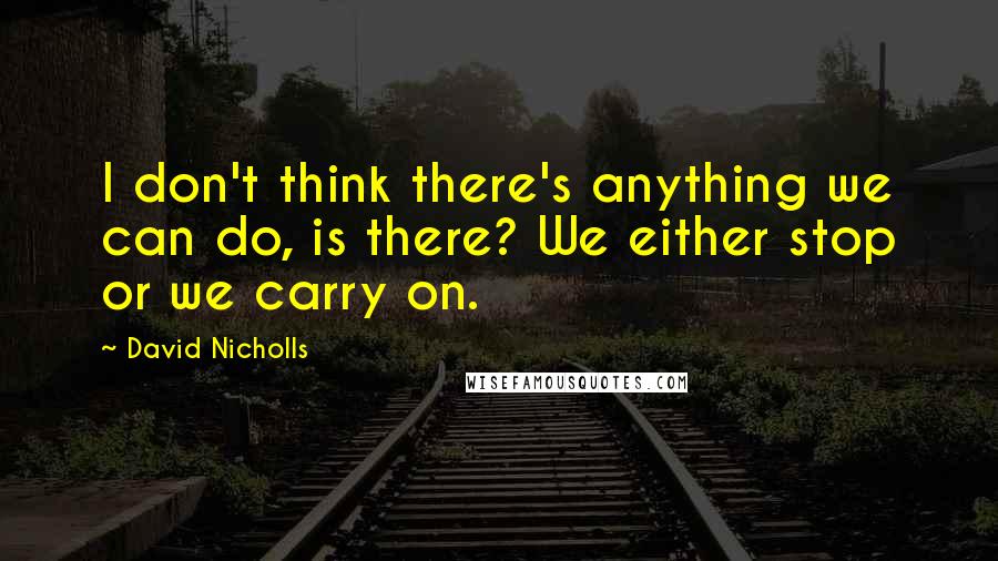 David Nicholls Quotes: I don't think there's anything we can do, is there? We either stop or we carry on.