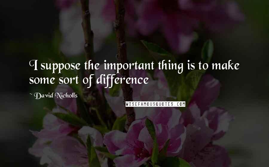 David Nicholls Quotes: I suppose the important thing is to make some sort of difference