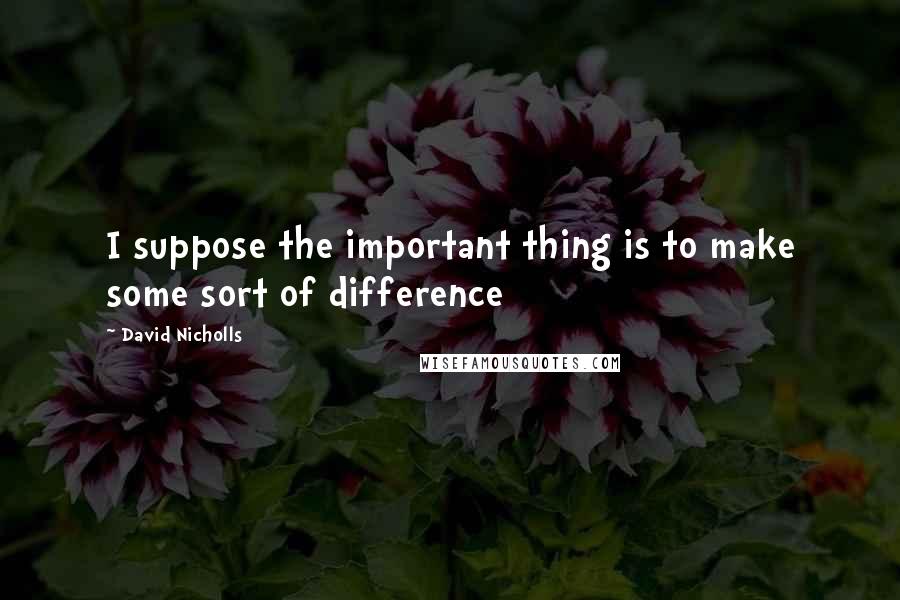 David Nicholls Quotes: I suppose the important thing is to make some sort of difference