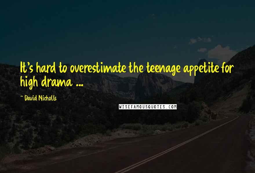 David Nicholls Quotes: It's hard to overestimate the teenage appetite for high drama ...