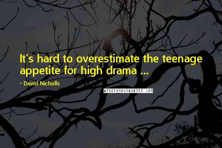 David Nicholls Quotes: It's hard to overestimate the teenage appetite for high drama ...