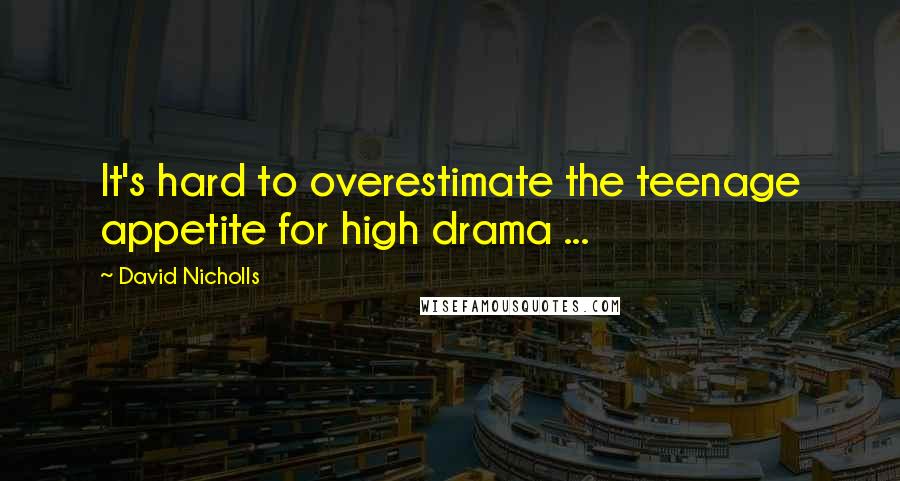 David Nicholls Quotes: It's hard to overestimate the teenage appetite for high drama ...