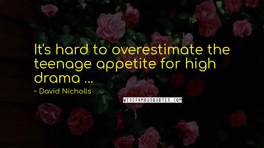 David Nicholls Quotes: It's hard to overestimate the teenage appetite for high drama ...