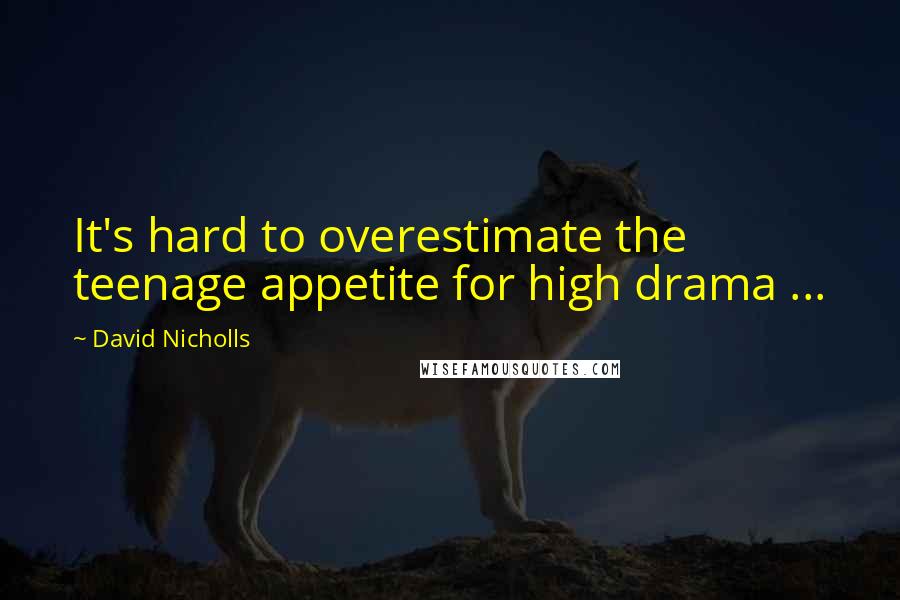 David Nicholls Quotes: It's hard to overestimate the teenage appetite for high drama ...