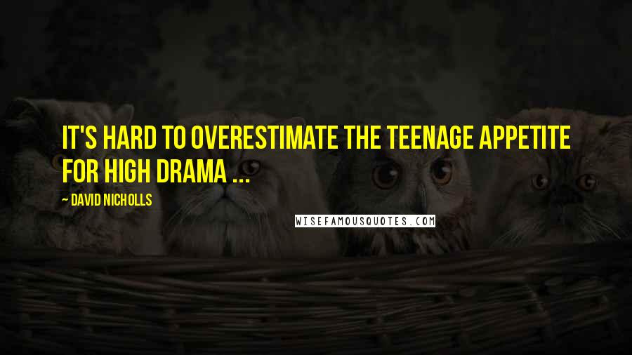 David Nicholls Quotes: It's hard to overestimate the teenage appetite for high drama ...