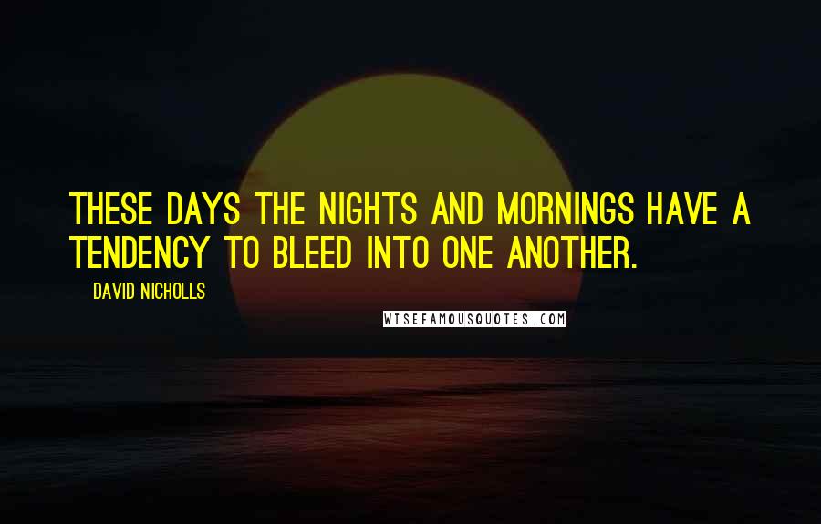 David Nicholls Quotes: These days the nights and mornings have a tendency to bleed into one another.