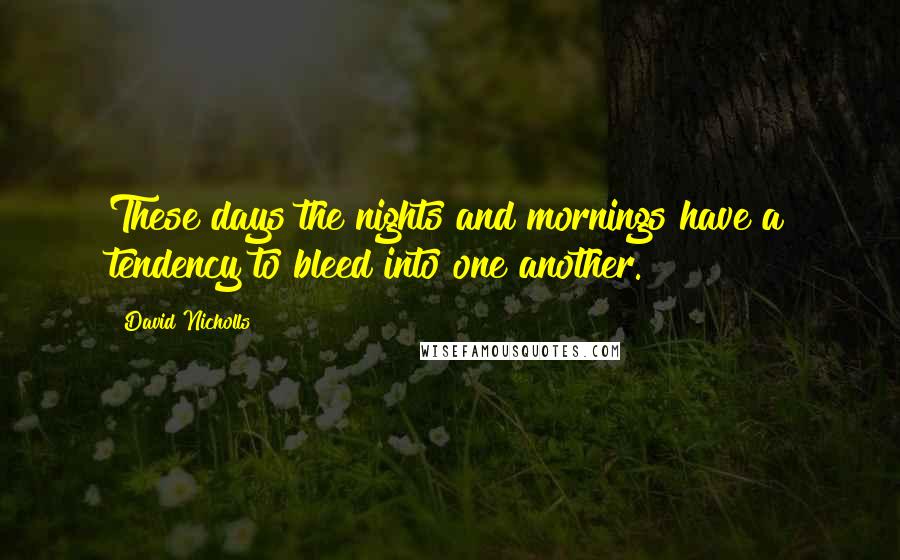 David Nicholls Quotes: These days the nights and mornings have a tendency to bleed into one another.