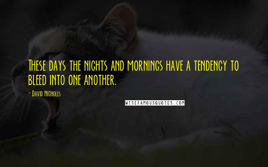 David Nicholls Quotes: These days the nights and mornings have a tendency to bleed into one another.